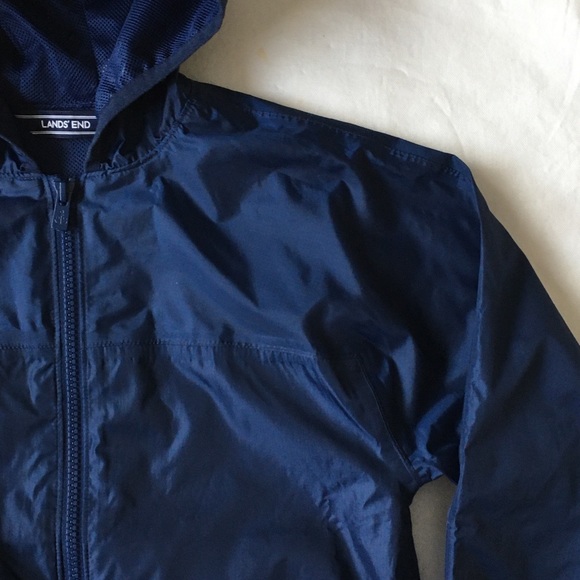 Lands' End Navy blue Windbreaker size 7 large Jacket Navy Blue Full Zip EUC. - Picture 9 of 13